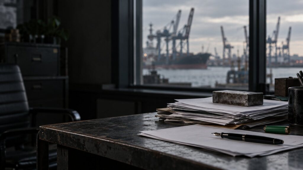 Shipping documents on a trader's desk